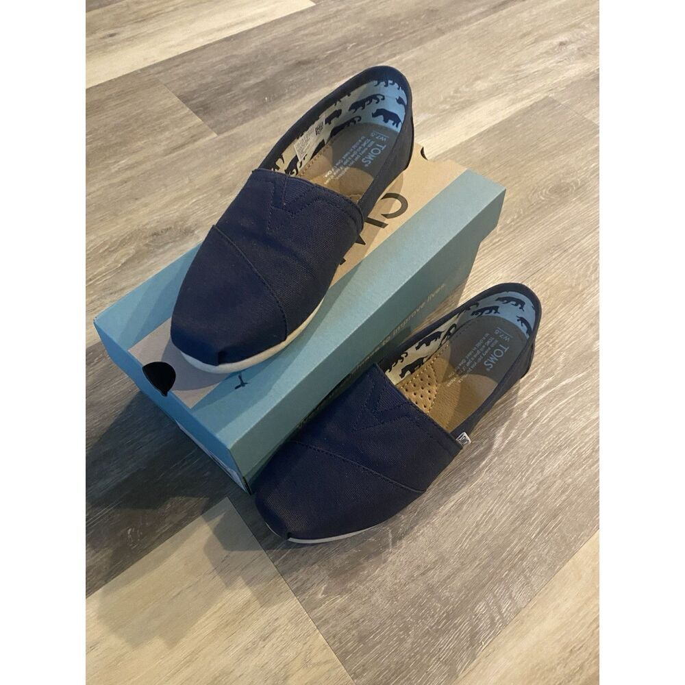 TOMS Women's Alpargata Recycled Cotton Canvas Slip On Sneaker Navy Recycled 7.5